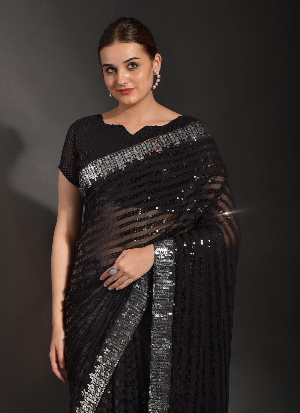 Classic Embroidered Georgette Saree - S2079