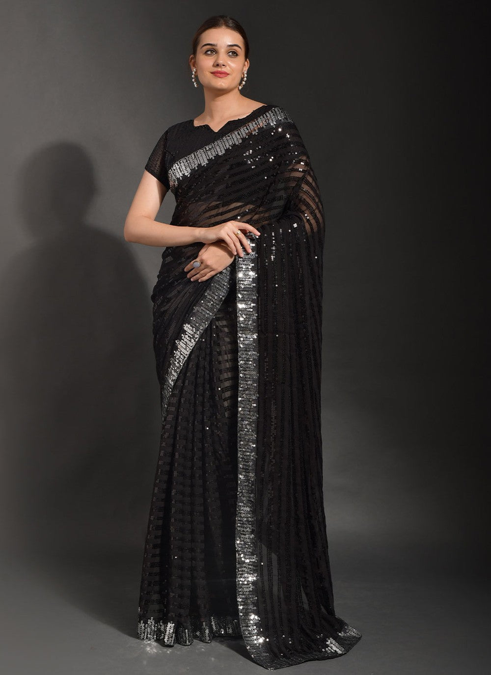 Classic Embroidered Georgette Saree - S2079