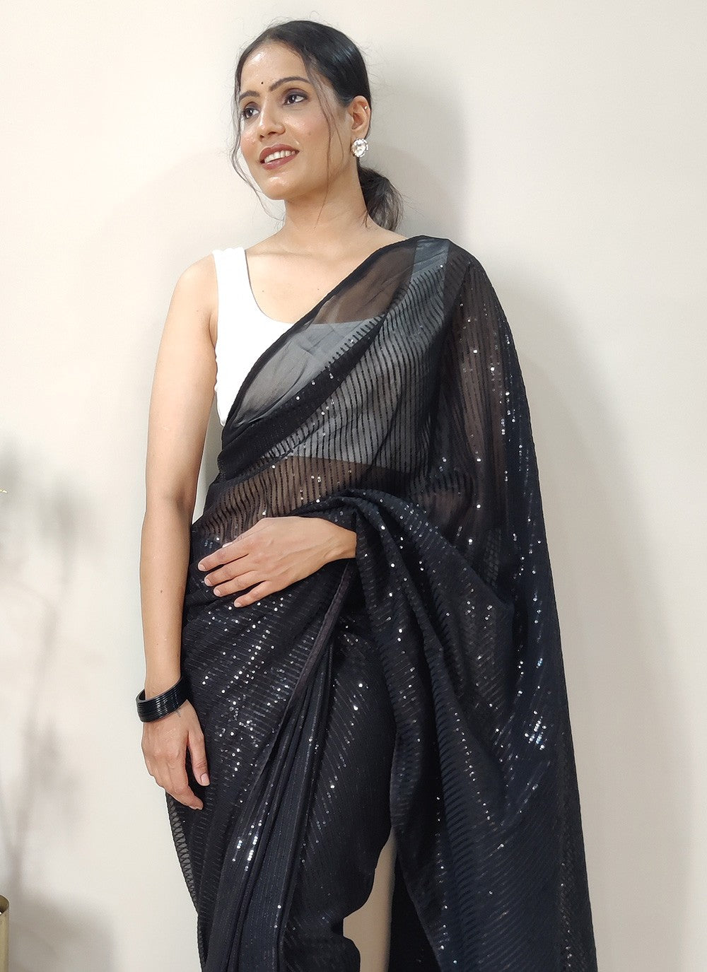 Contemporary Sequins Georgette Saree - S2924