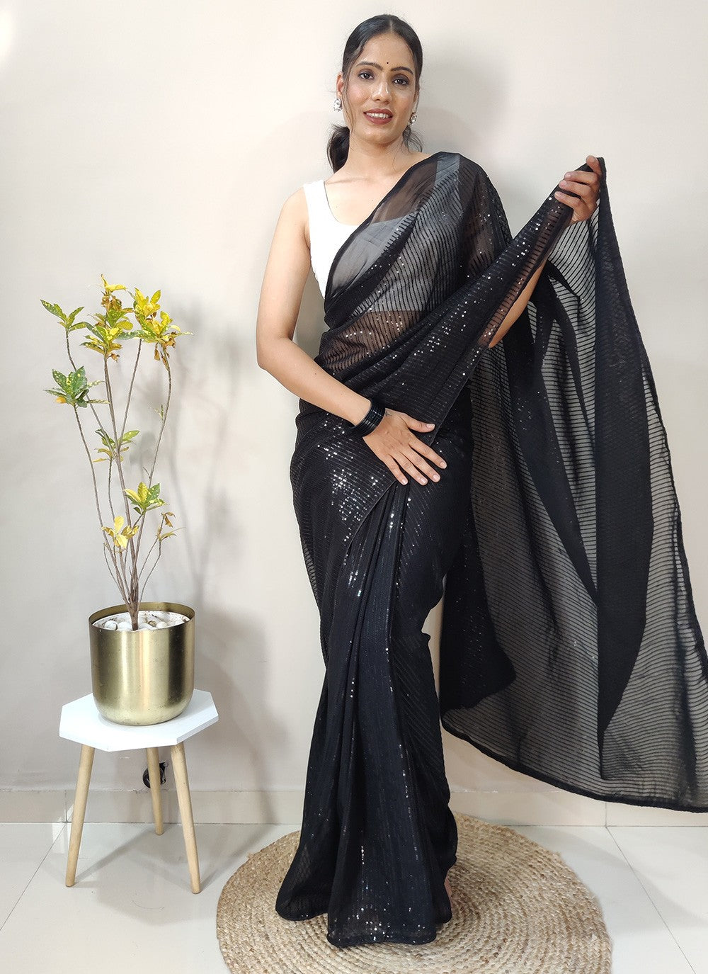 Contemporary Sequins Georgette Saree - S2924