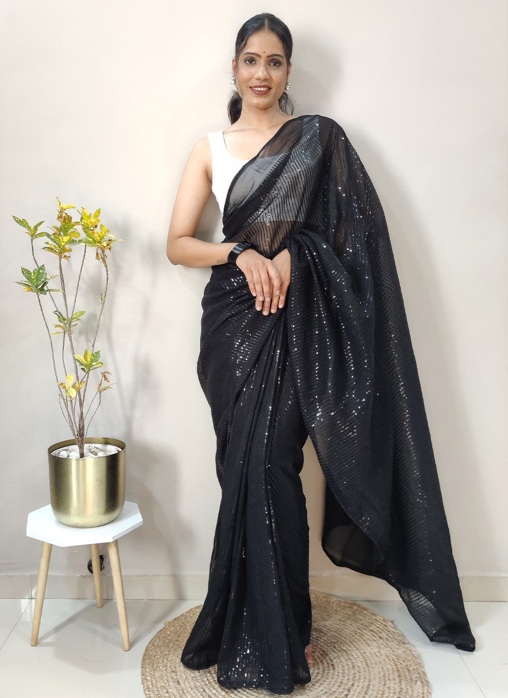 Contemporary Sequins Georgette Saree - S2924