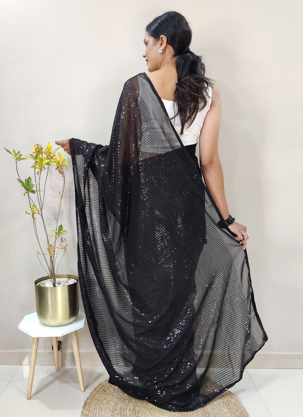 Contemporary Sequins Georgette Saree - S2924