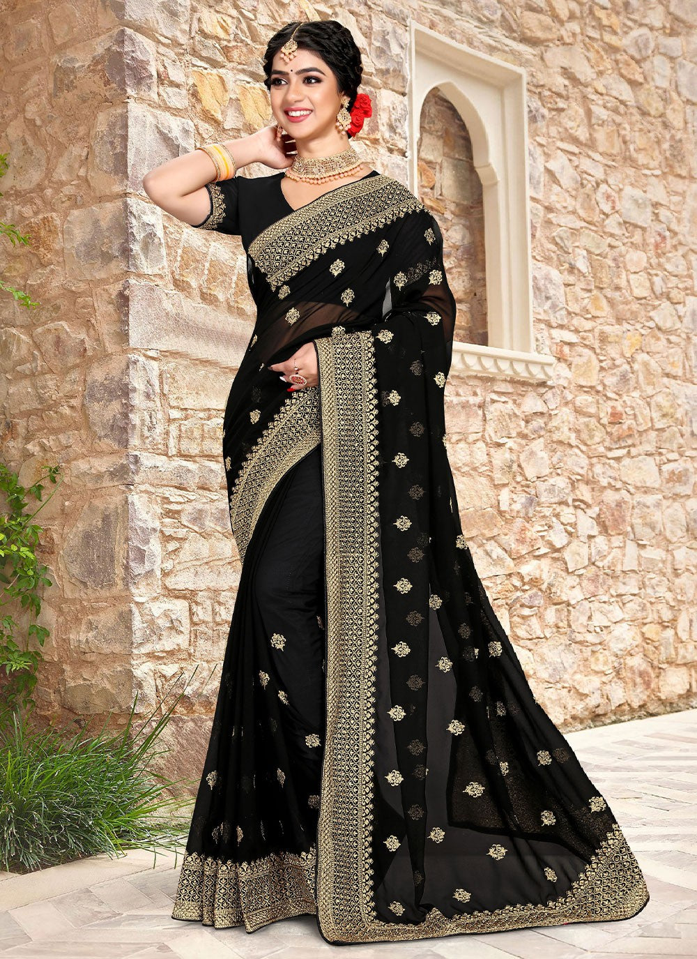 Saree Embroidered Georgette Saree - S2528