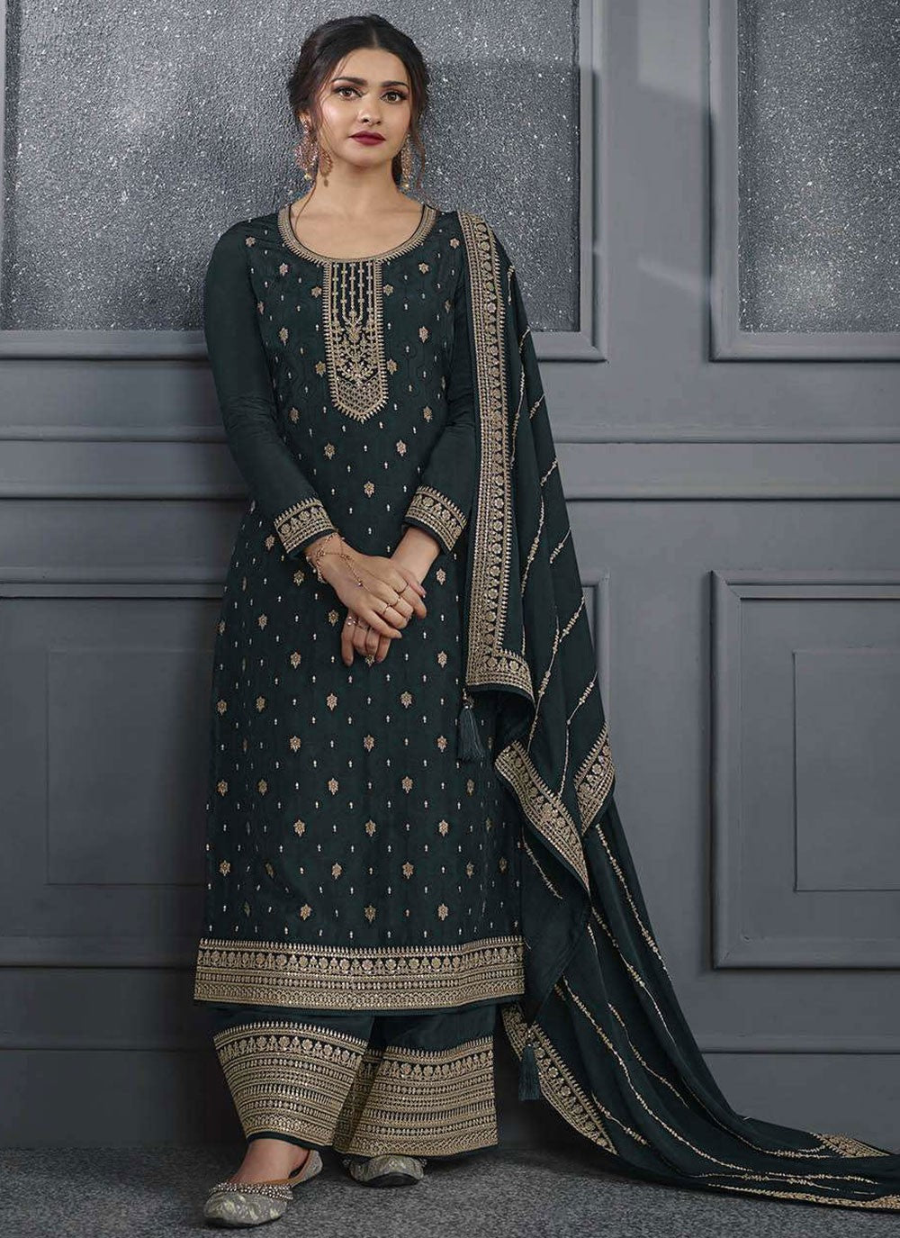 Jacquard Silk Salwar Suit - T3356