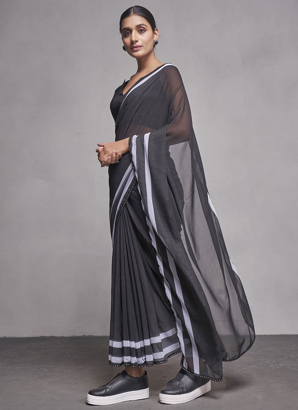 Trendy Lace Georgette Saree - S5374