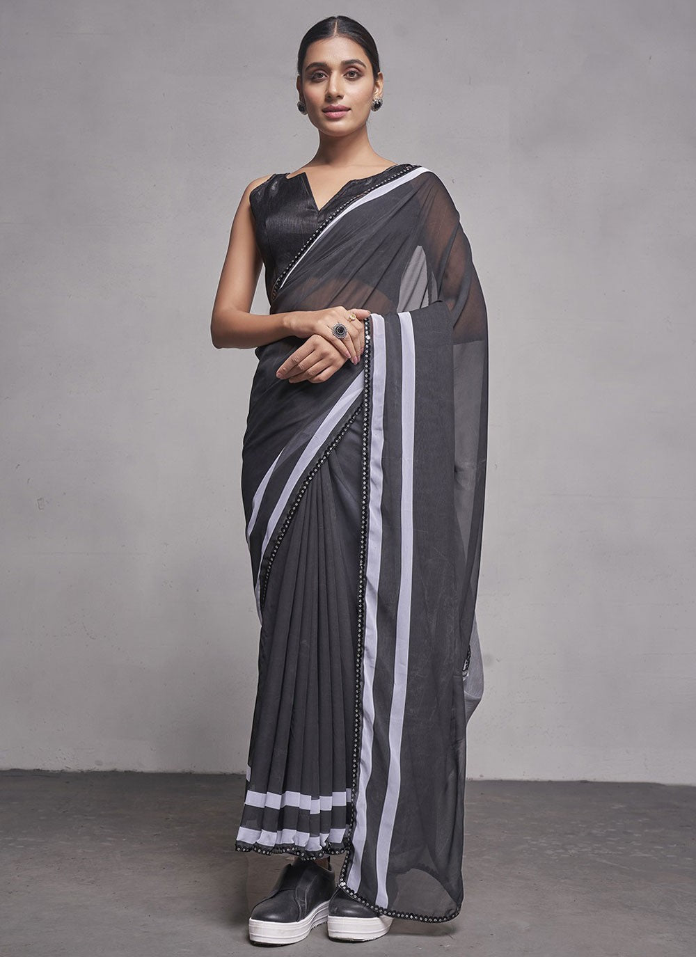 Trendy Lace Georgette Saree - S5374