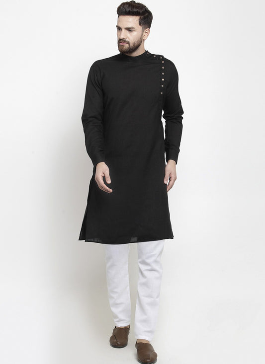 Plain Cotton Black Kurta Pyjama - M1989