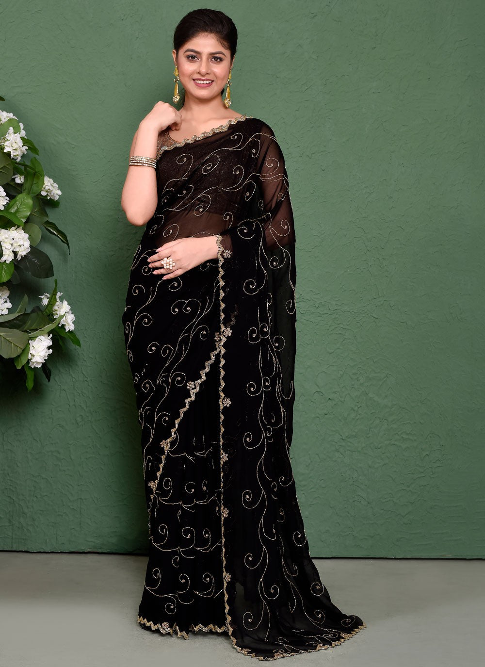 Classic Embroidered Kanjivaram Silk Saree - S7820