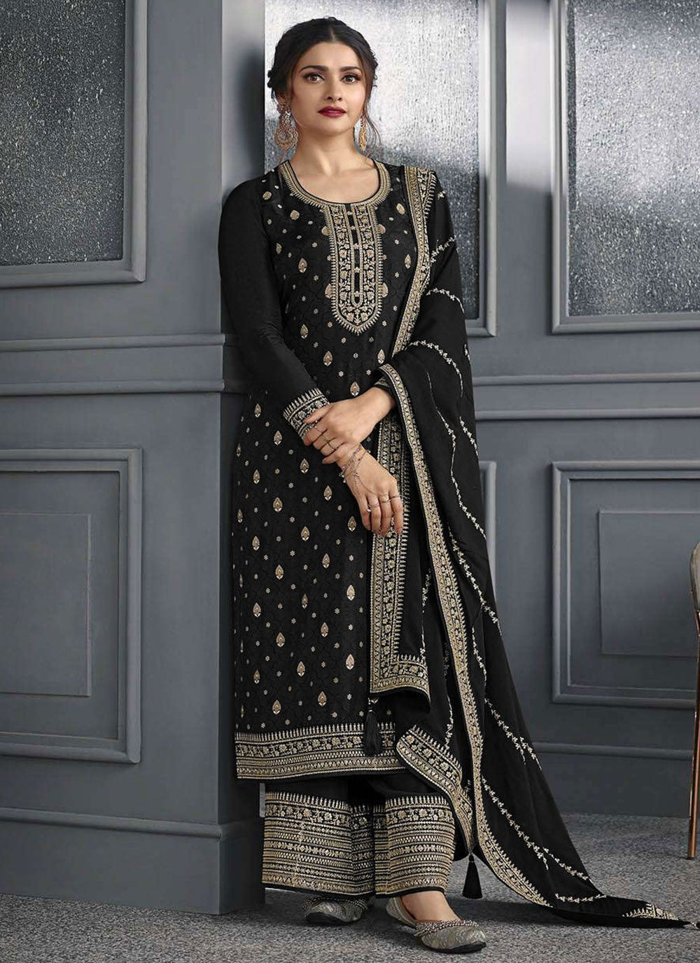 Jacquard Silk Salwar Suit - T3356