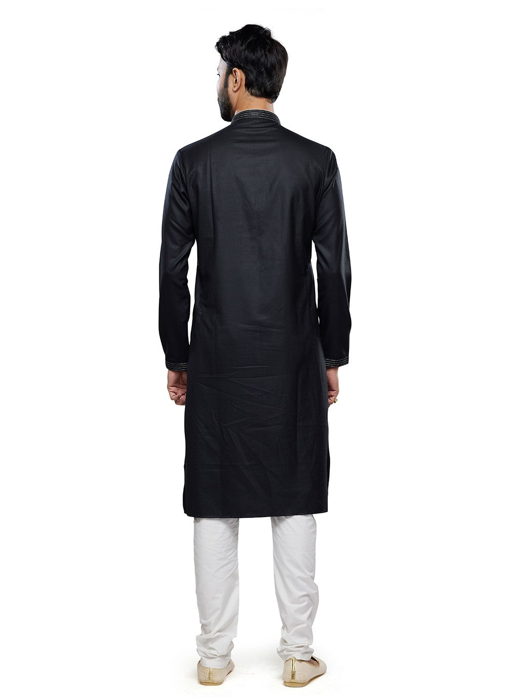 Plain Art Silk Black Kurta Pyjama - M6758