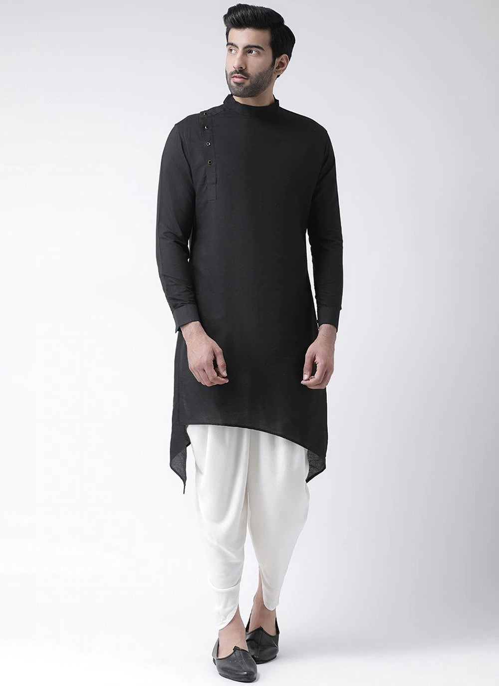 Plain Cotton Black Indo Western - M2432