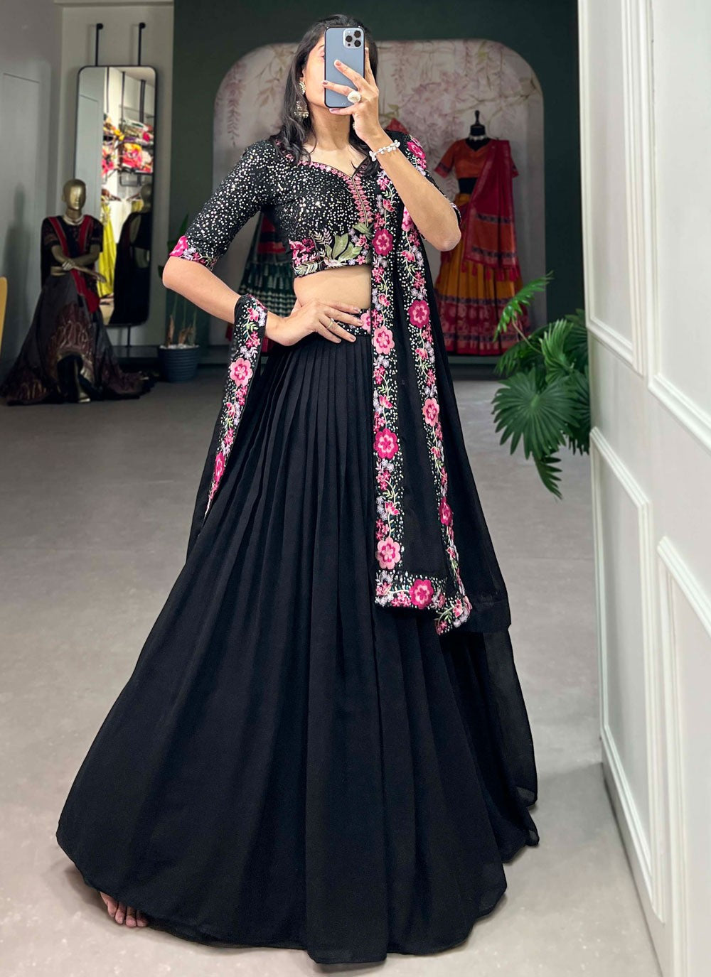 Plain Georgette A - Line Lehenga - L1852