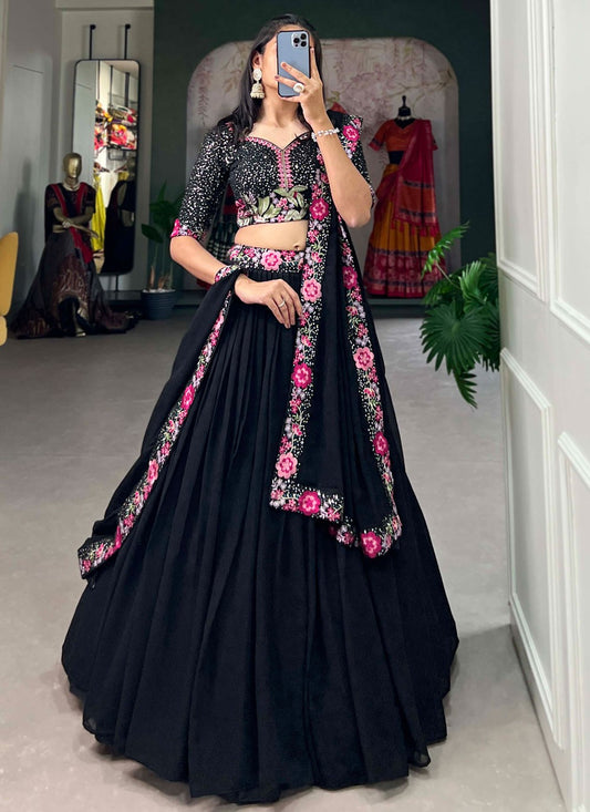 Plain Georgette A - Line Lehenga - L1852