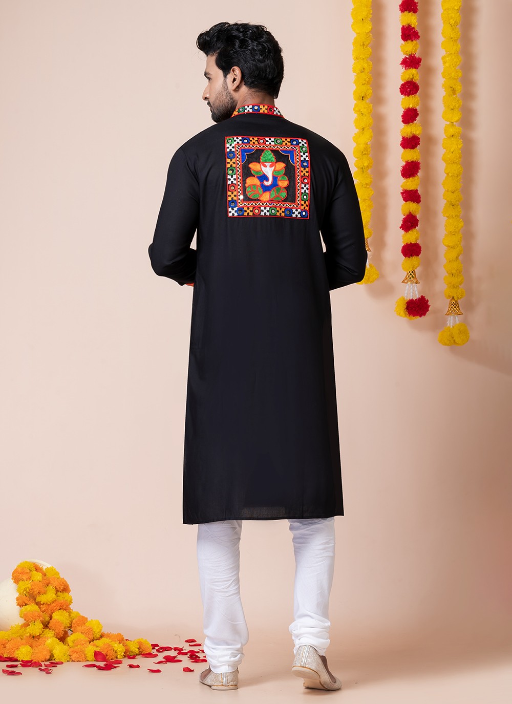 Lace Rayon Black Kurta Pyjama - M8303