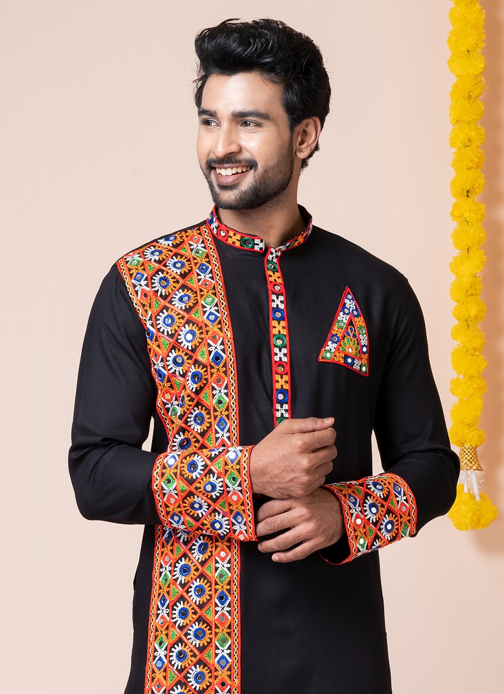 Lace Rayon Black Kurta Pyjama - M8303