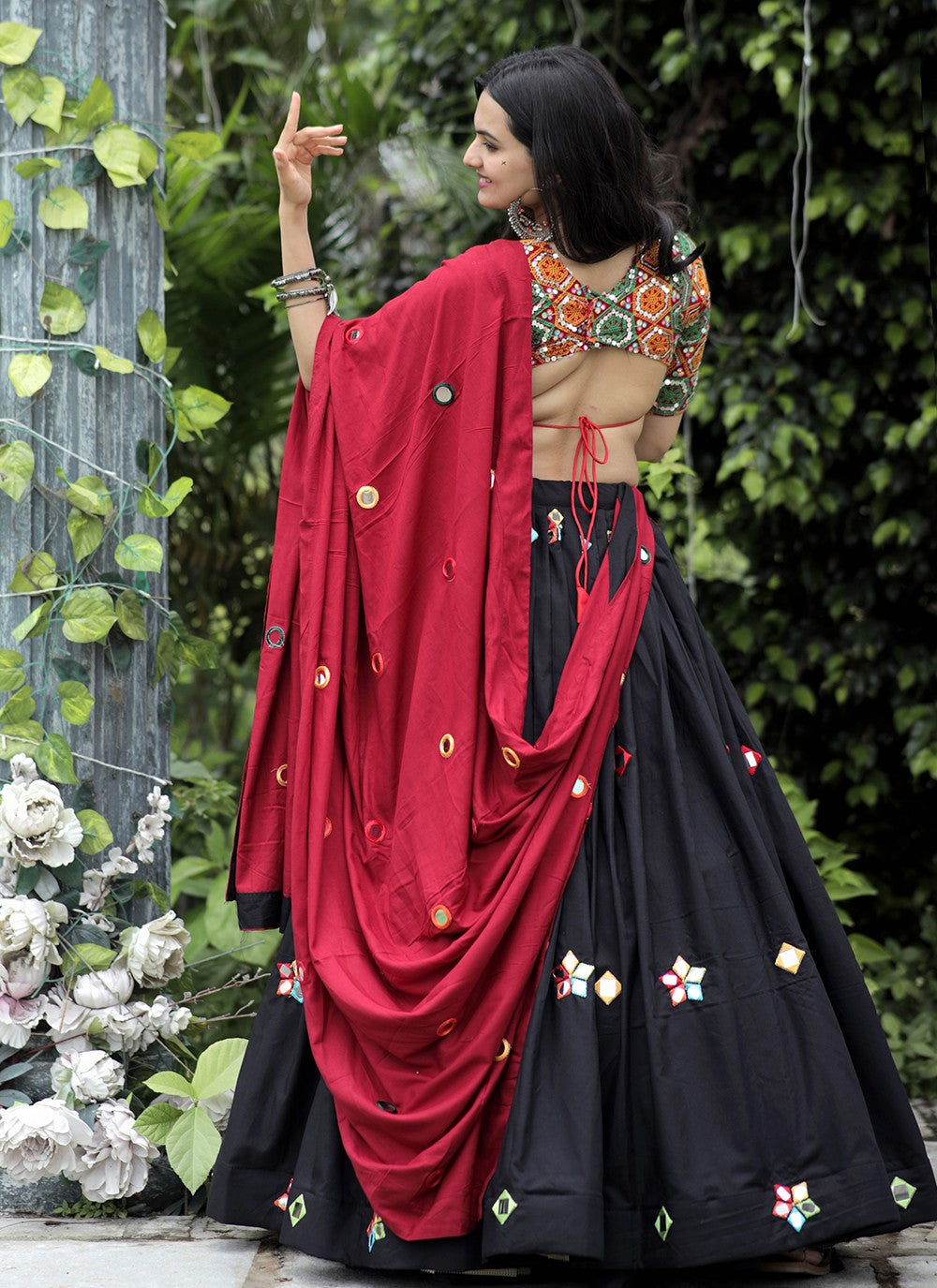 Mirror Faux Georgette A - Line Lehenga - L1100