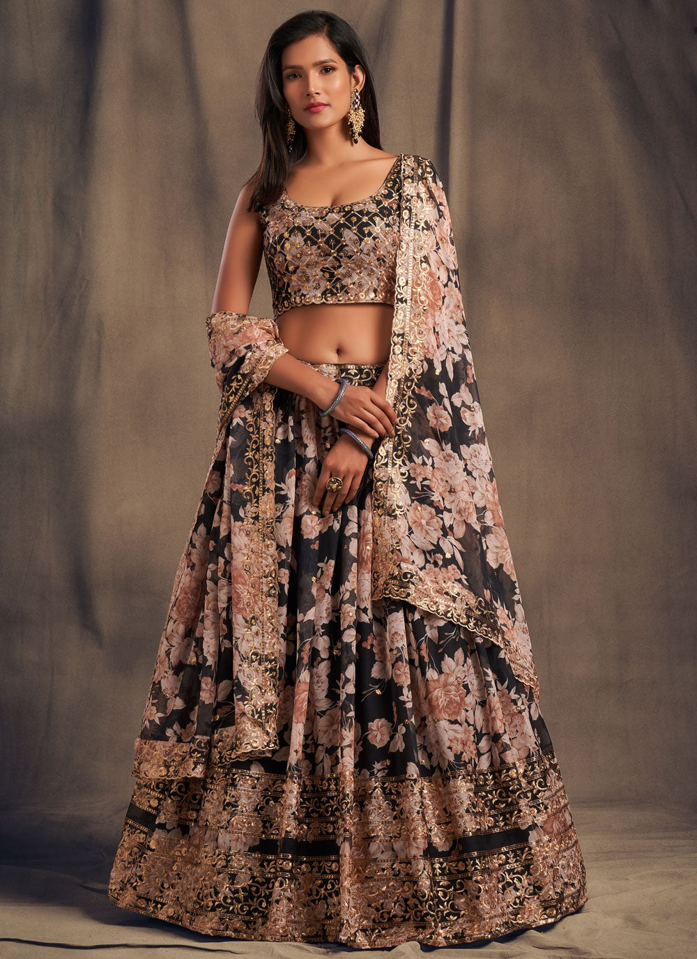 Embroidered Organza A - Line Lehenga - L0259