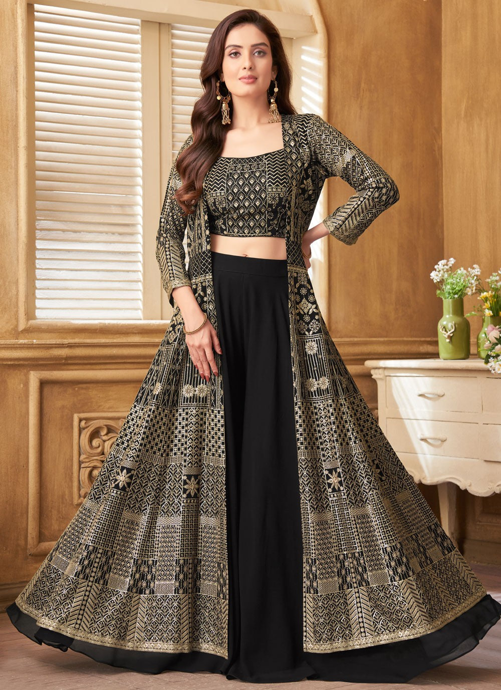 Mirror Georgette Palazzo Suit - T4256