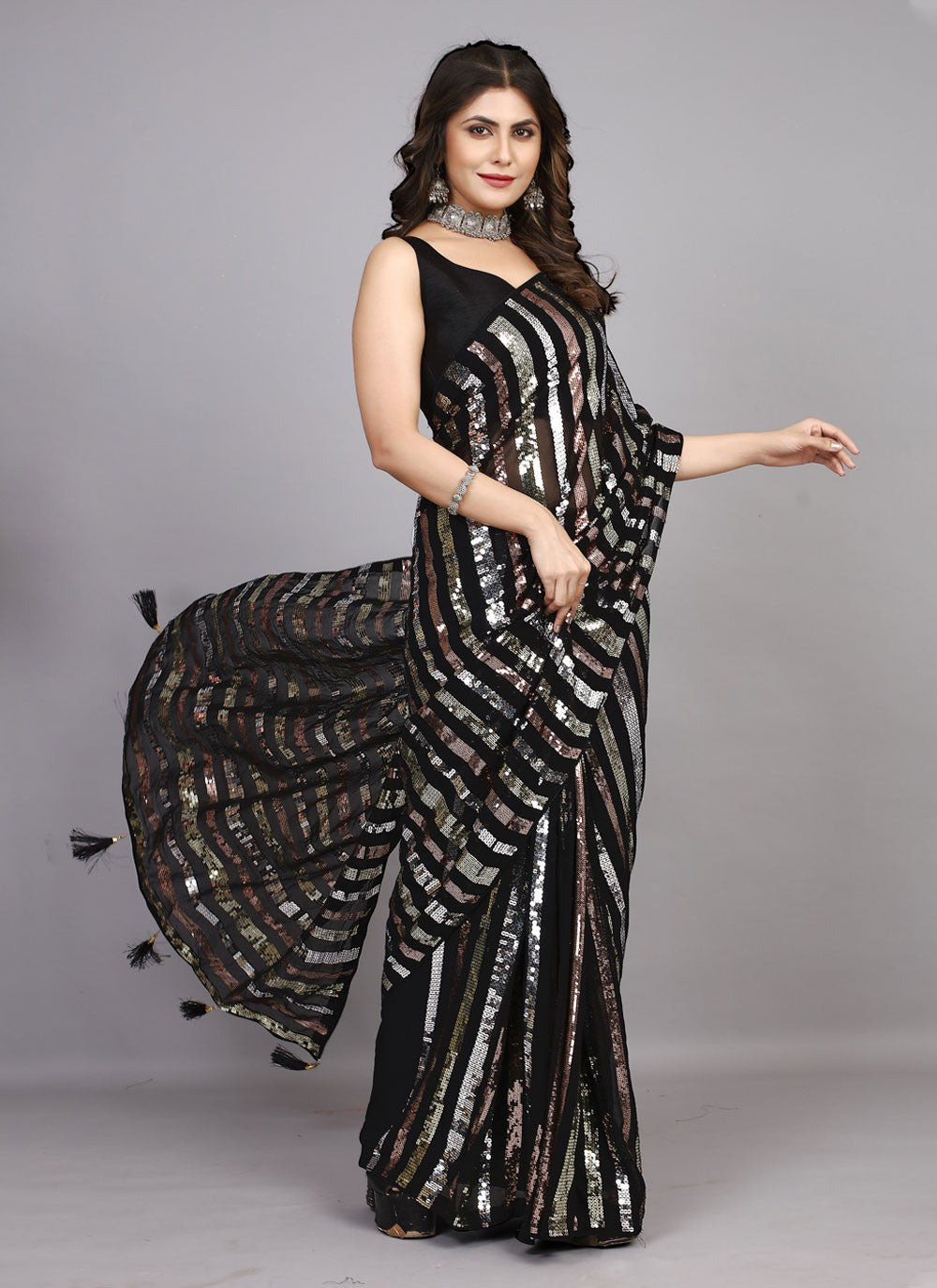 Classic Embroidered Georgette Saree - S4423