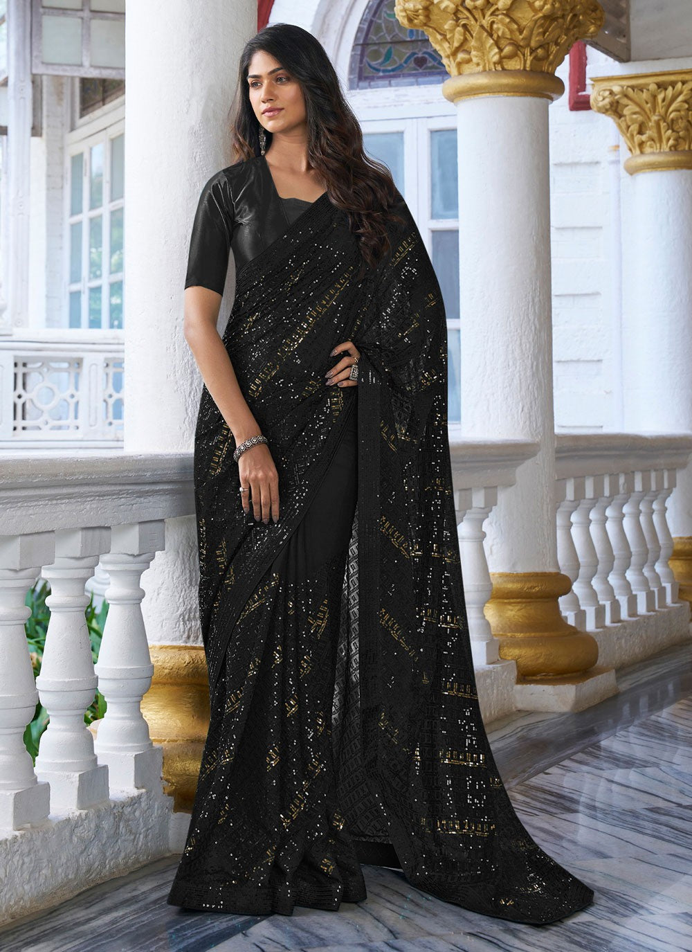 Saree Embroidered Georgette Saree - S4295