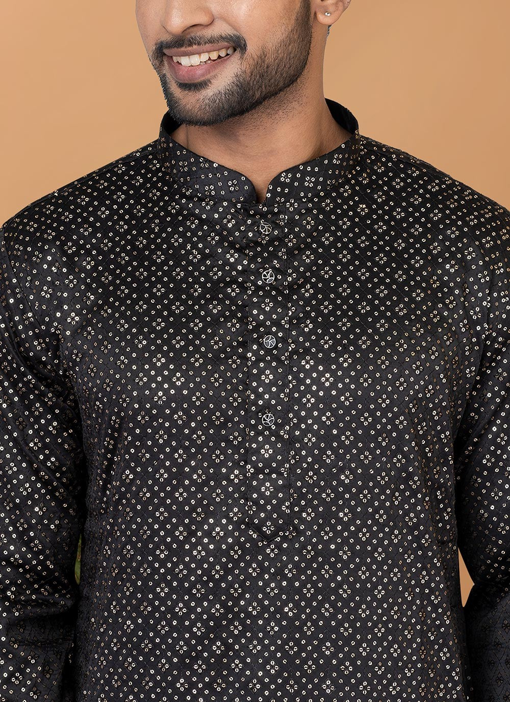 Embroidered Silk Black Kurta Pyjama - M6244