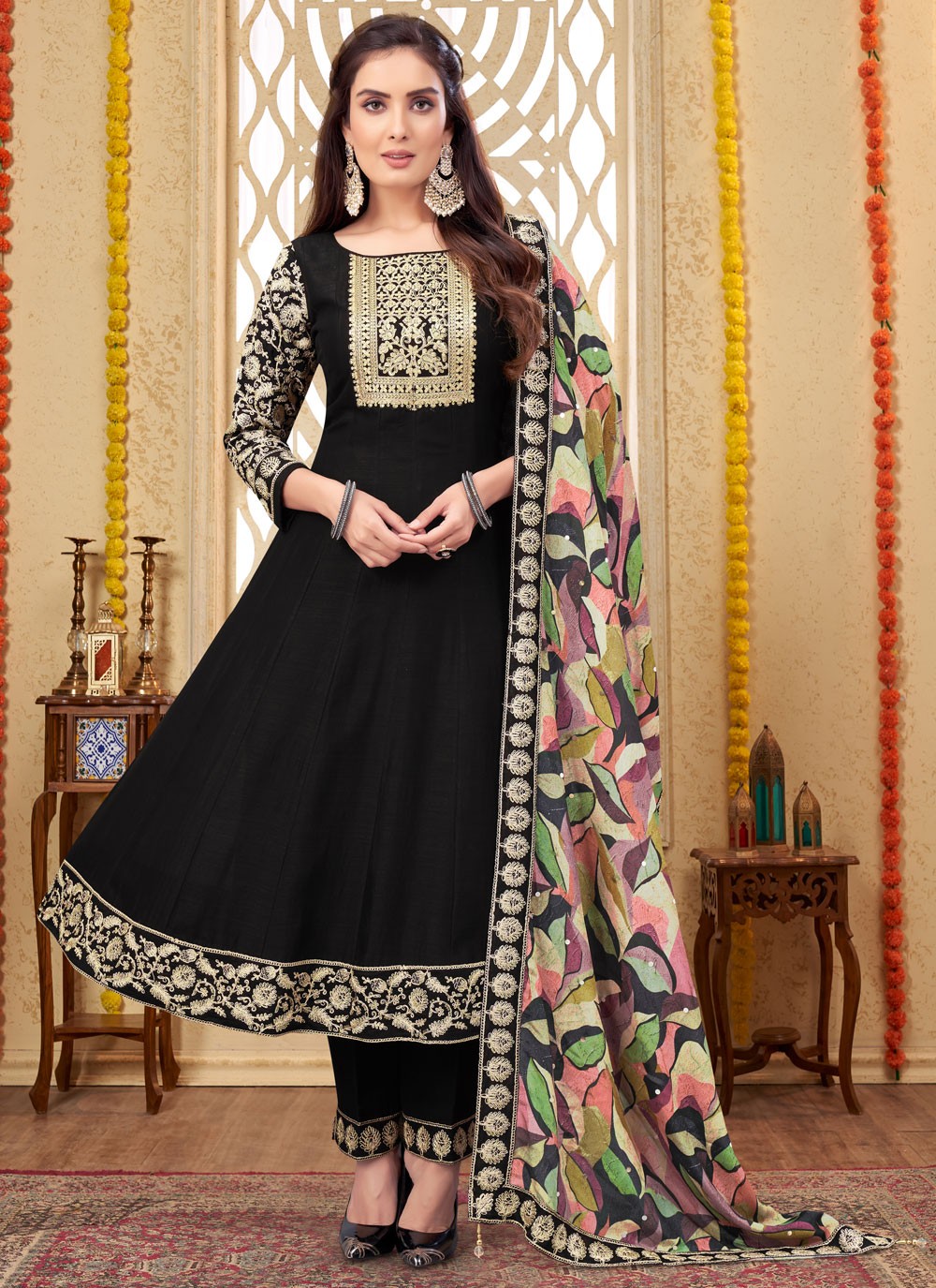 Embroidered Silk Salwar Suit - T4302