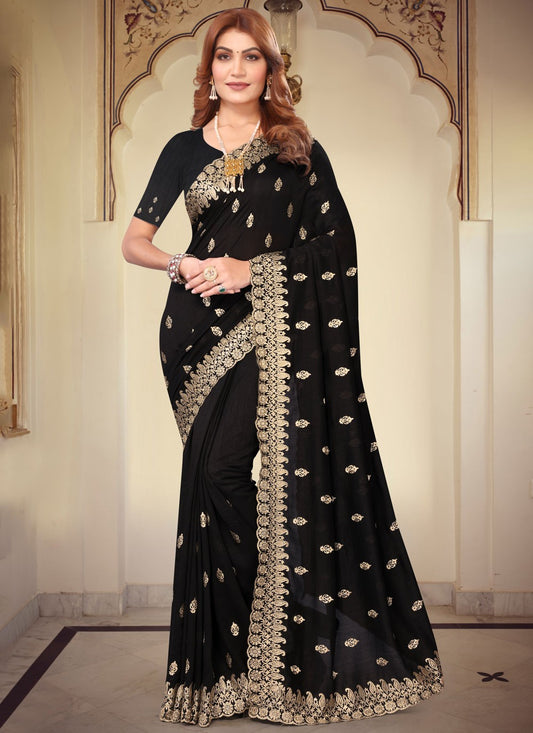 Classic Embroidered Vichitra Silk Saree - S7791