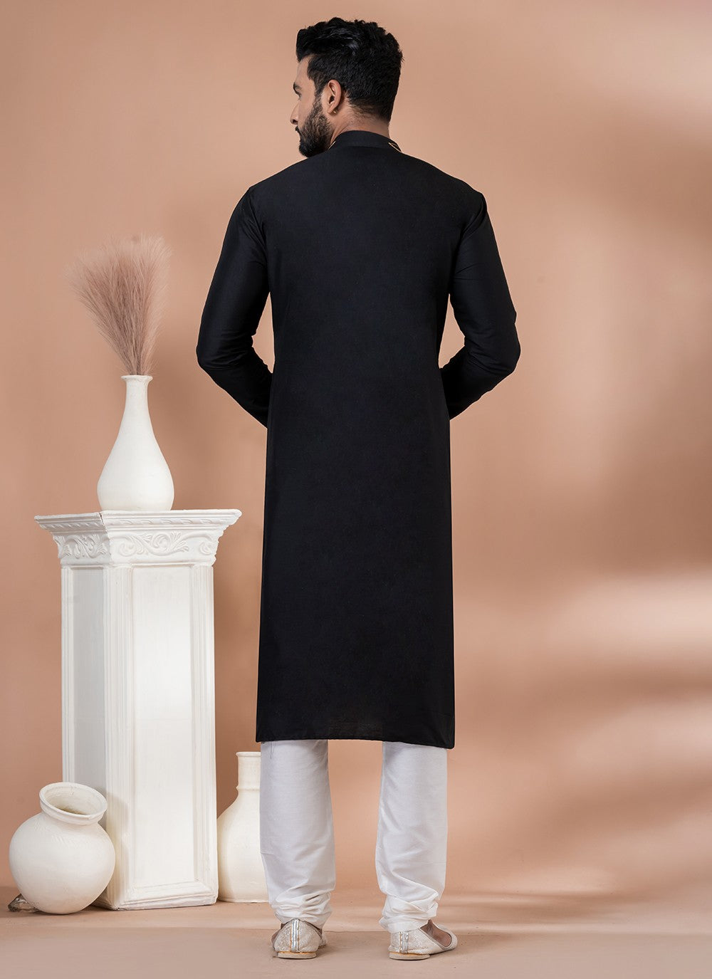 Plain Viscose Black Kurta Pyjama - M6972