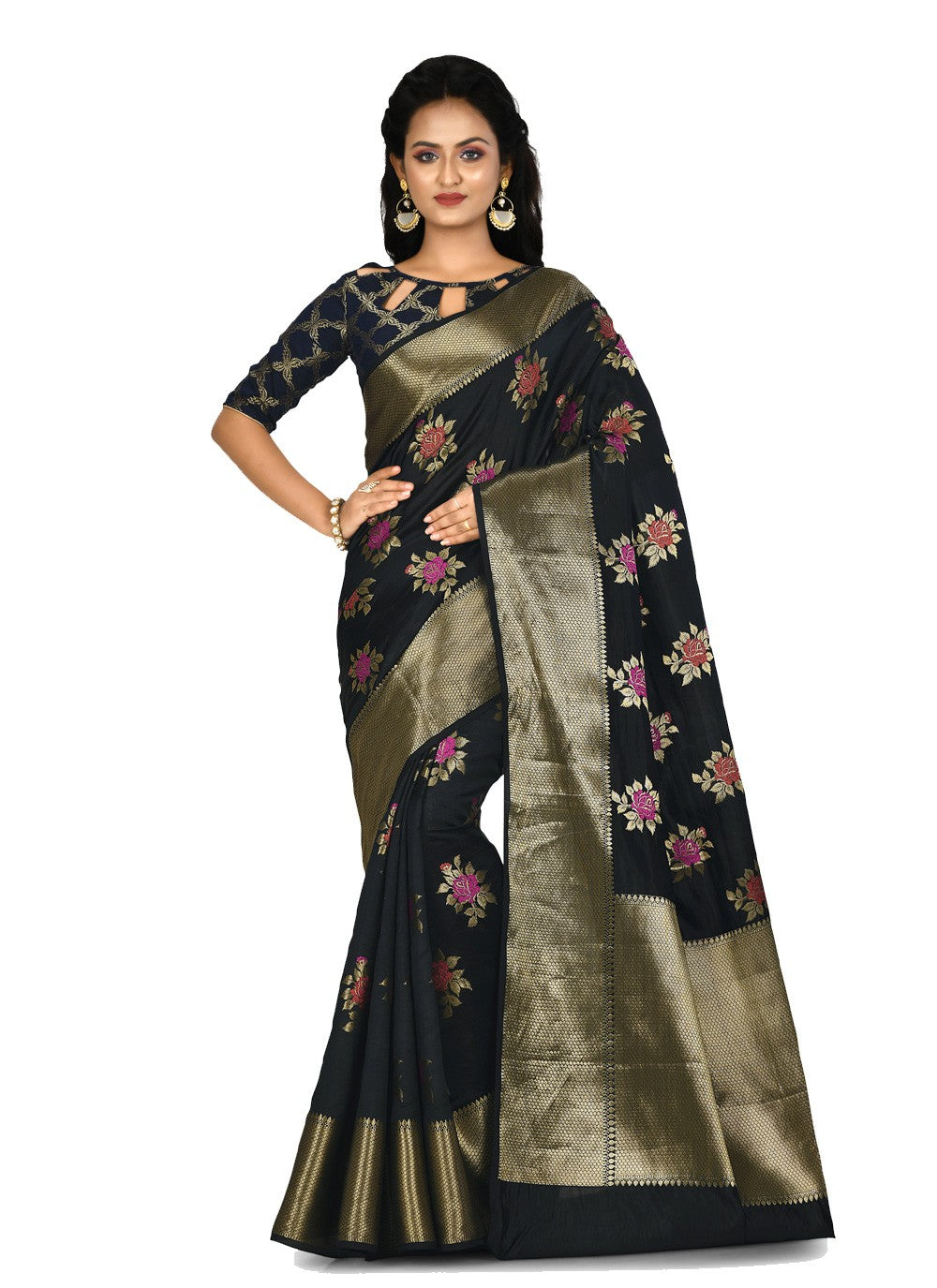 Contemporary Weaving Zari Banarasi Silk Saree - S0376