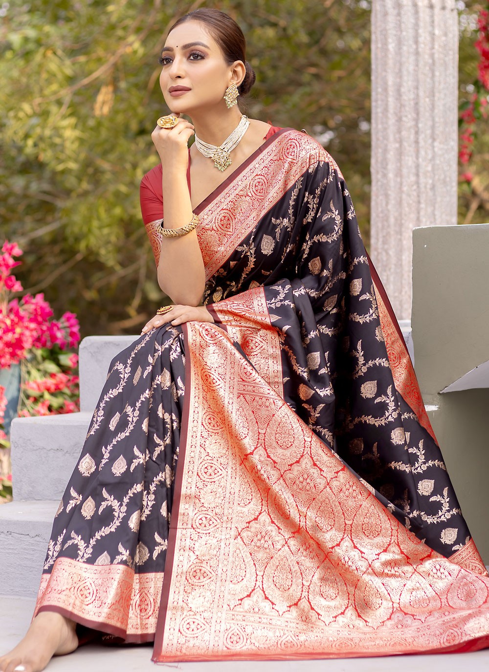 Classic Weaving Zari Satin Silk Purple Saree - S10787