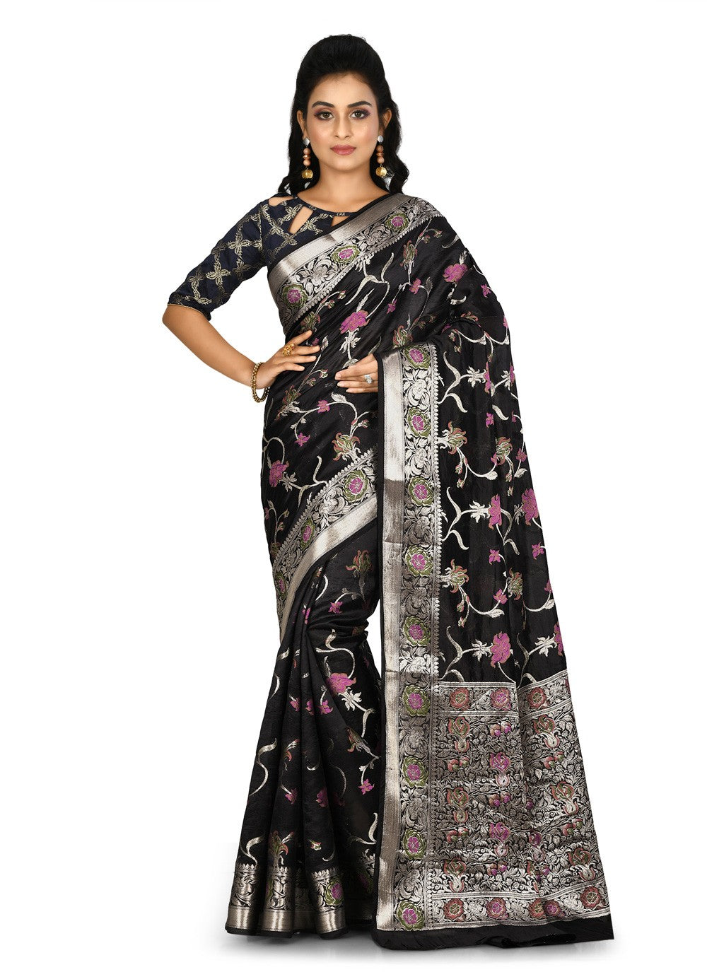 Contemporary Weaving Zari Banarasi Silk Saree - S0376