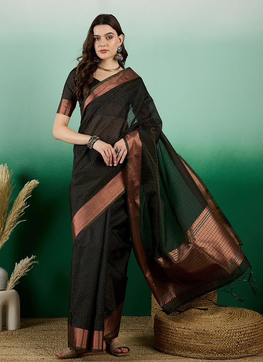 Casual Woven Khadi, Organza Saree - S7198