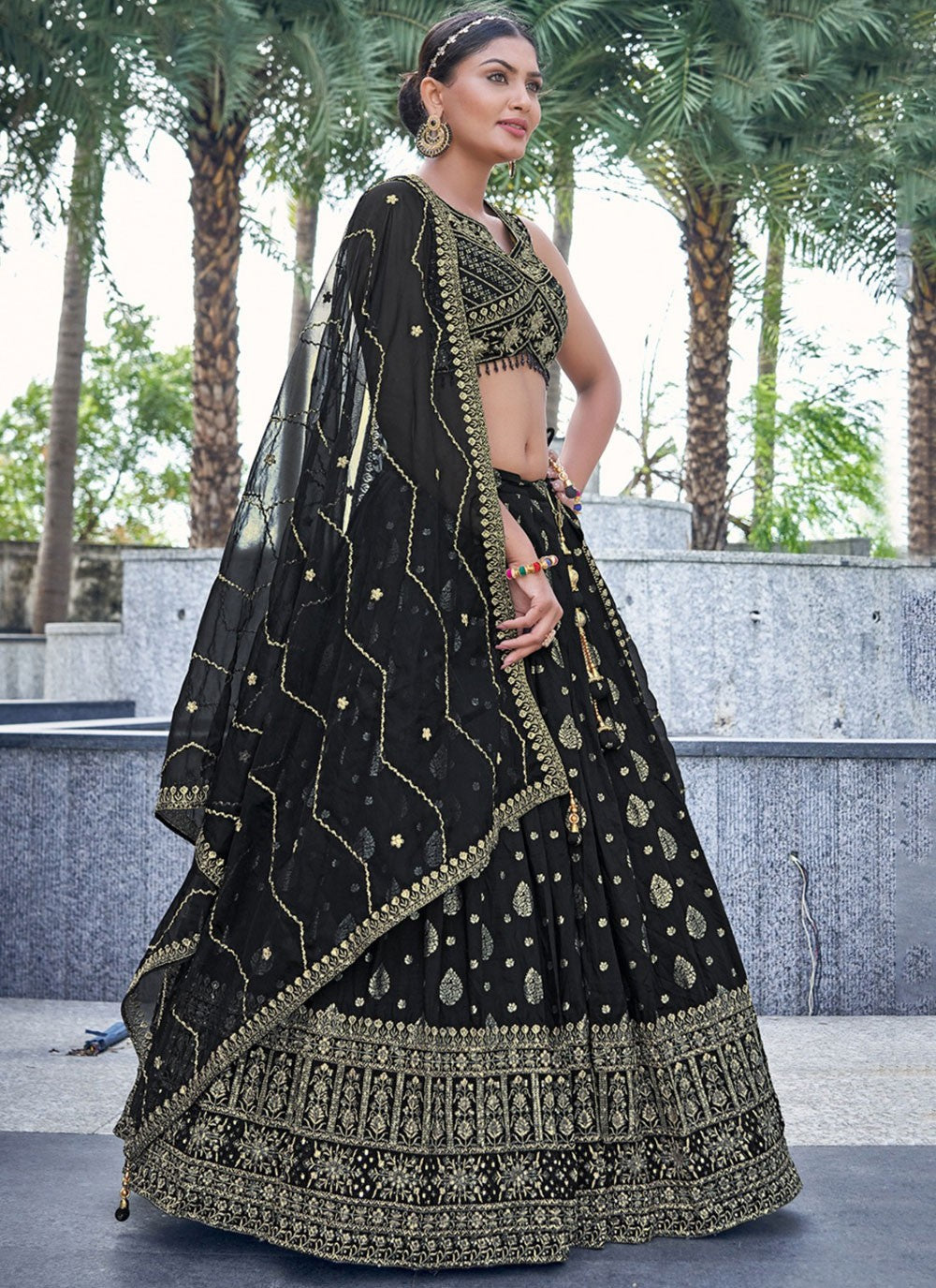 Embroidered Pure Dola Lehenga - L3098