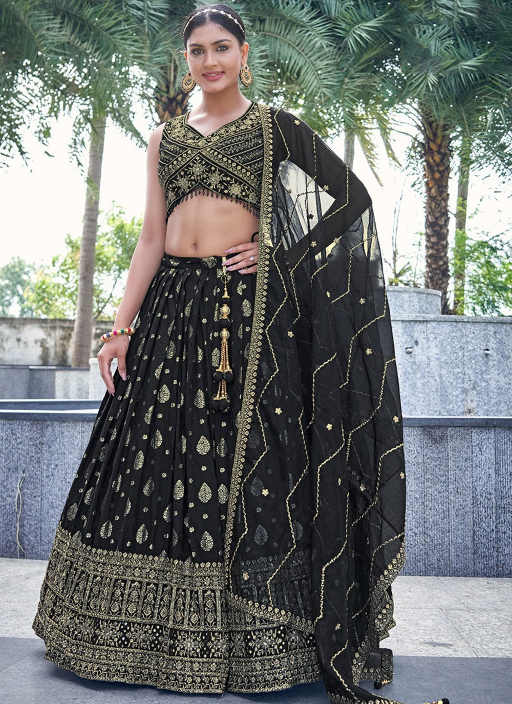 Embroidered Pure Dola Lehenga - L3098