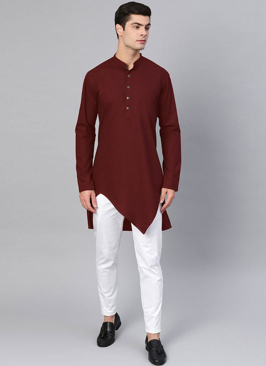 Buttons Blended Cotton Maroon Indo Western - M4512