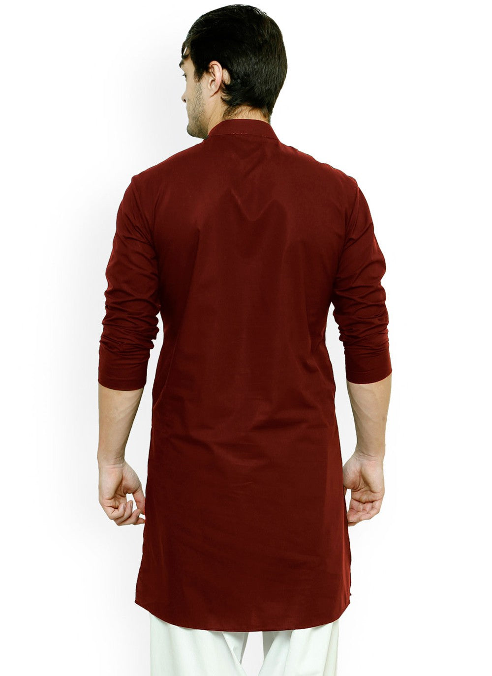 Buttons Blended Cotton Maroon Kurta Pyjama - M4506