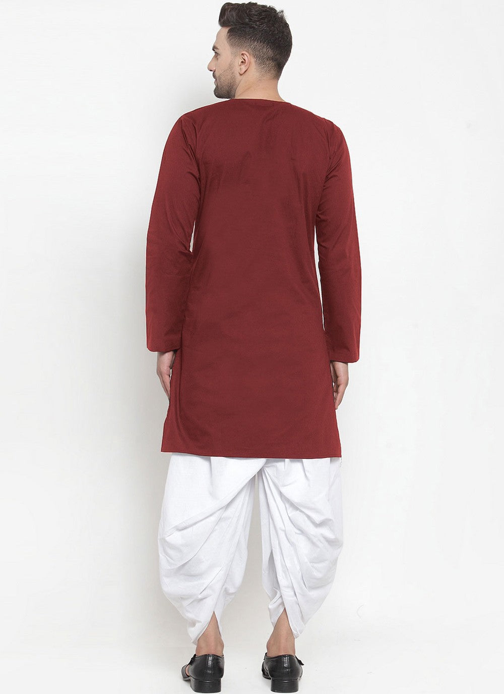 Plain Blended Cotton Maroon Indo Western - M4382