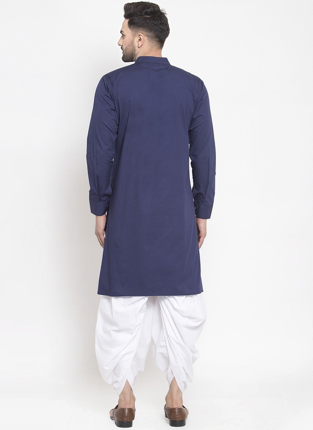 Embroidered Blended Cotton Navy Blue Kurta Pyjama - M6184