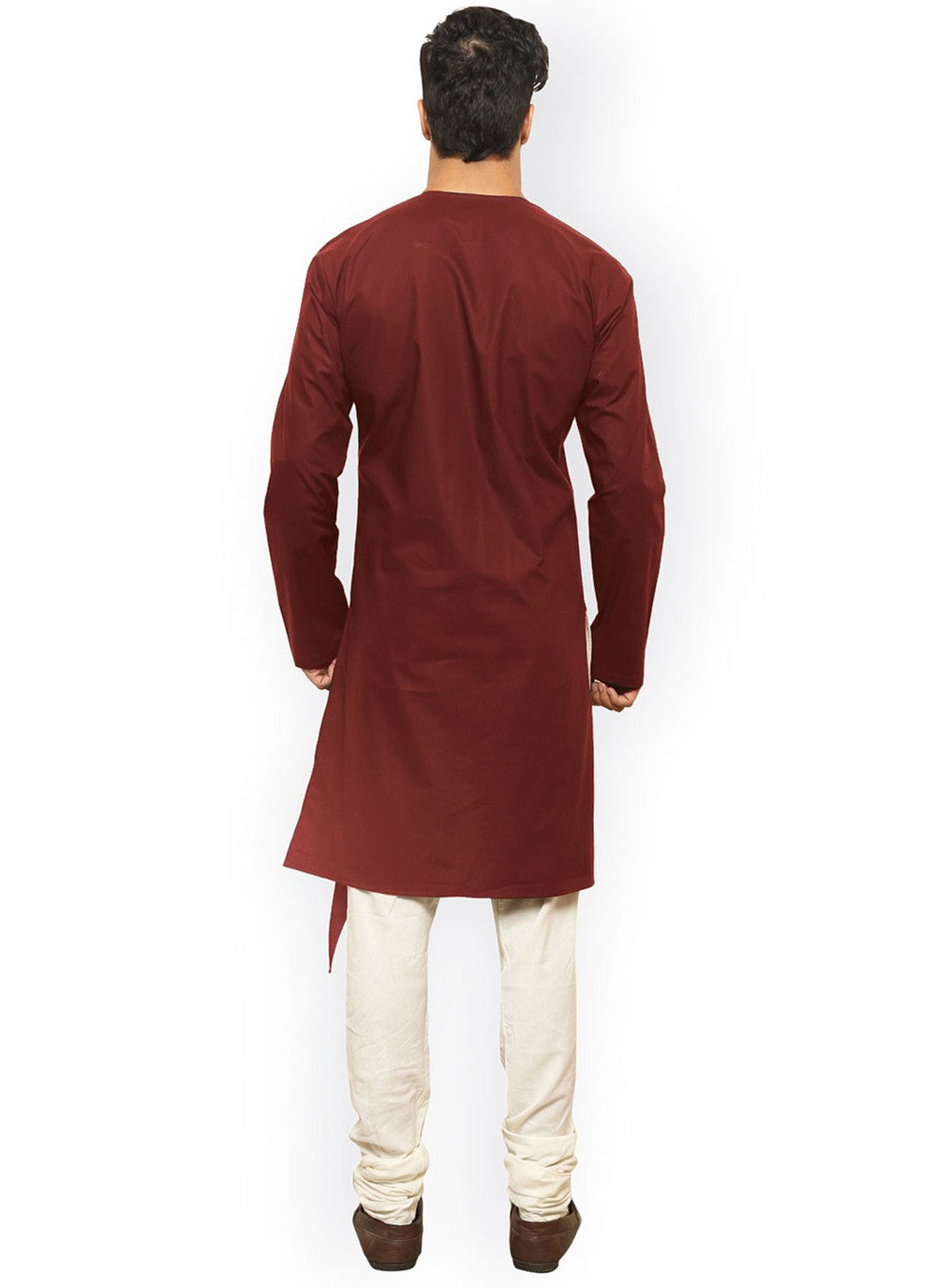 Plain Blended Cotton Maroon Indo Western - M4379