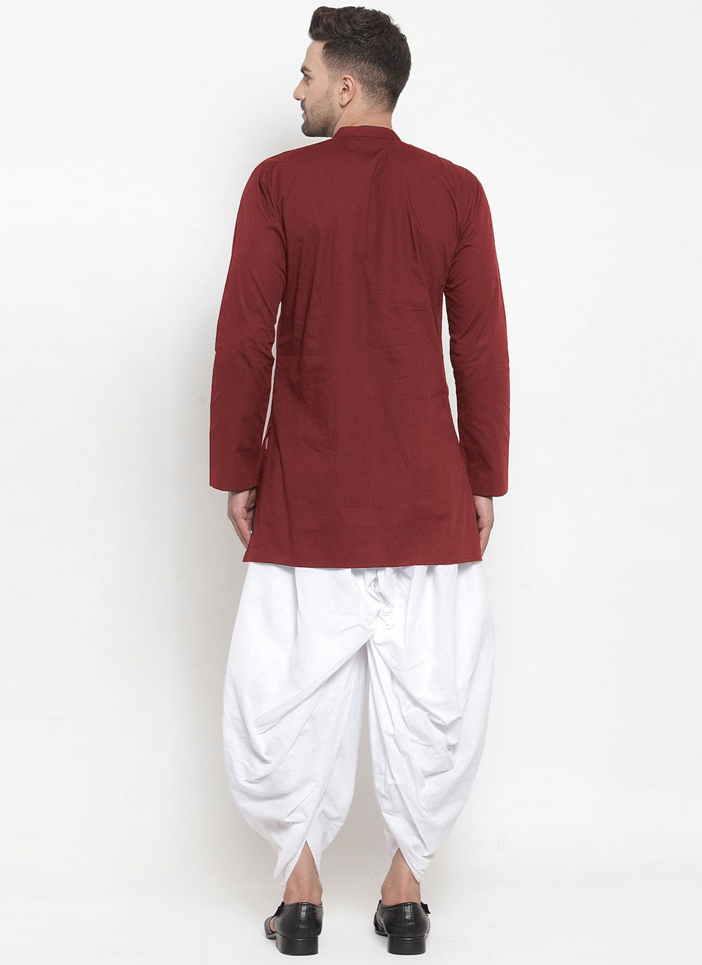 Plain Blended Cotton Maroon Indo Western - M4391