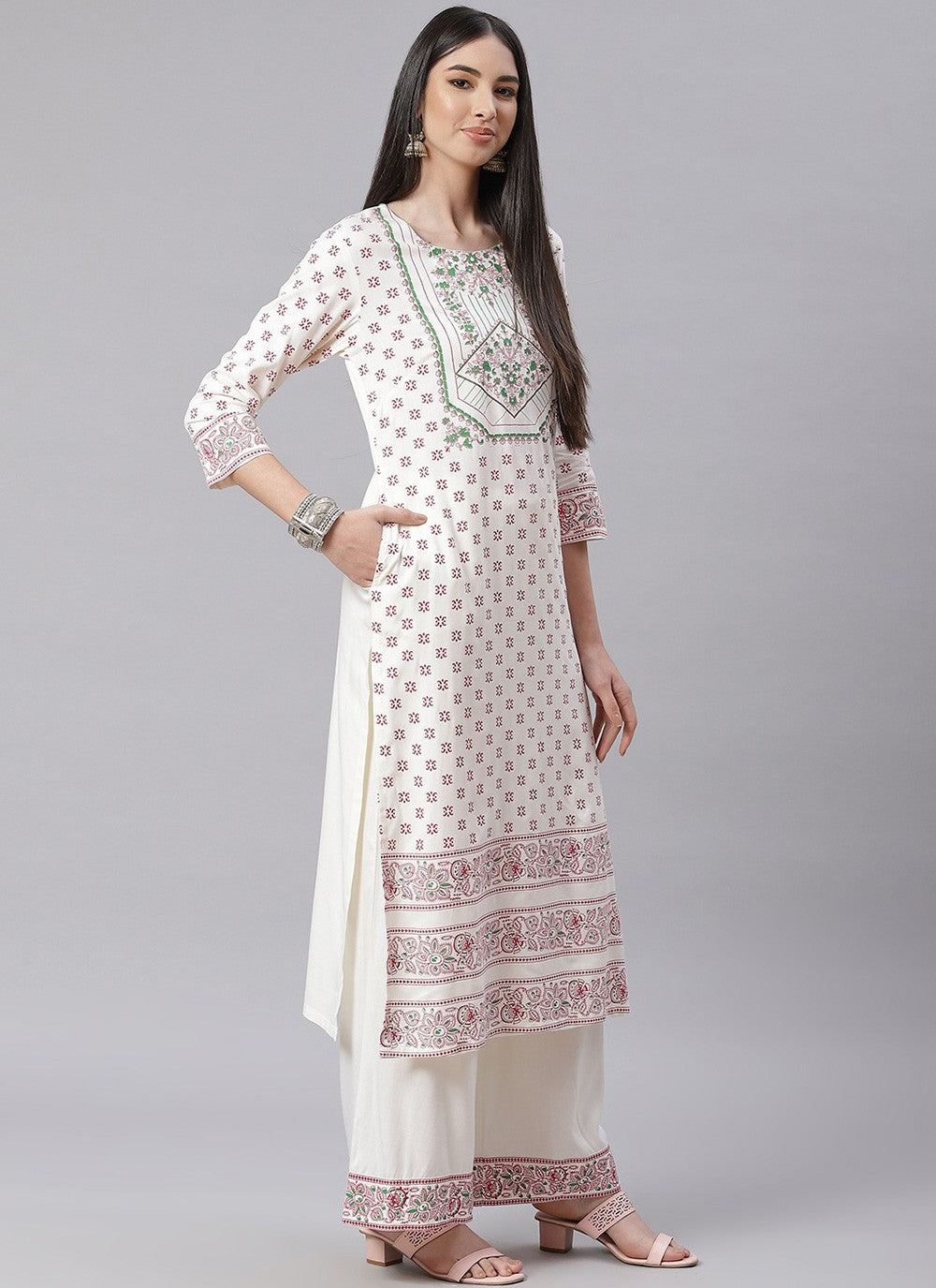 Blended Cotton Palazzo Suit - T609