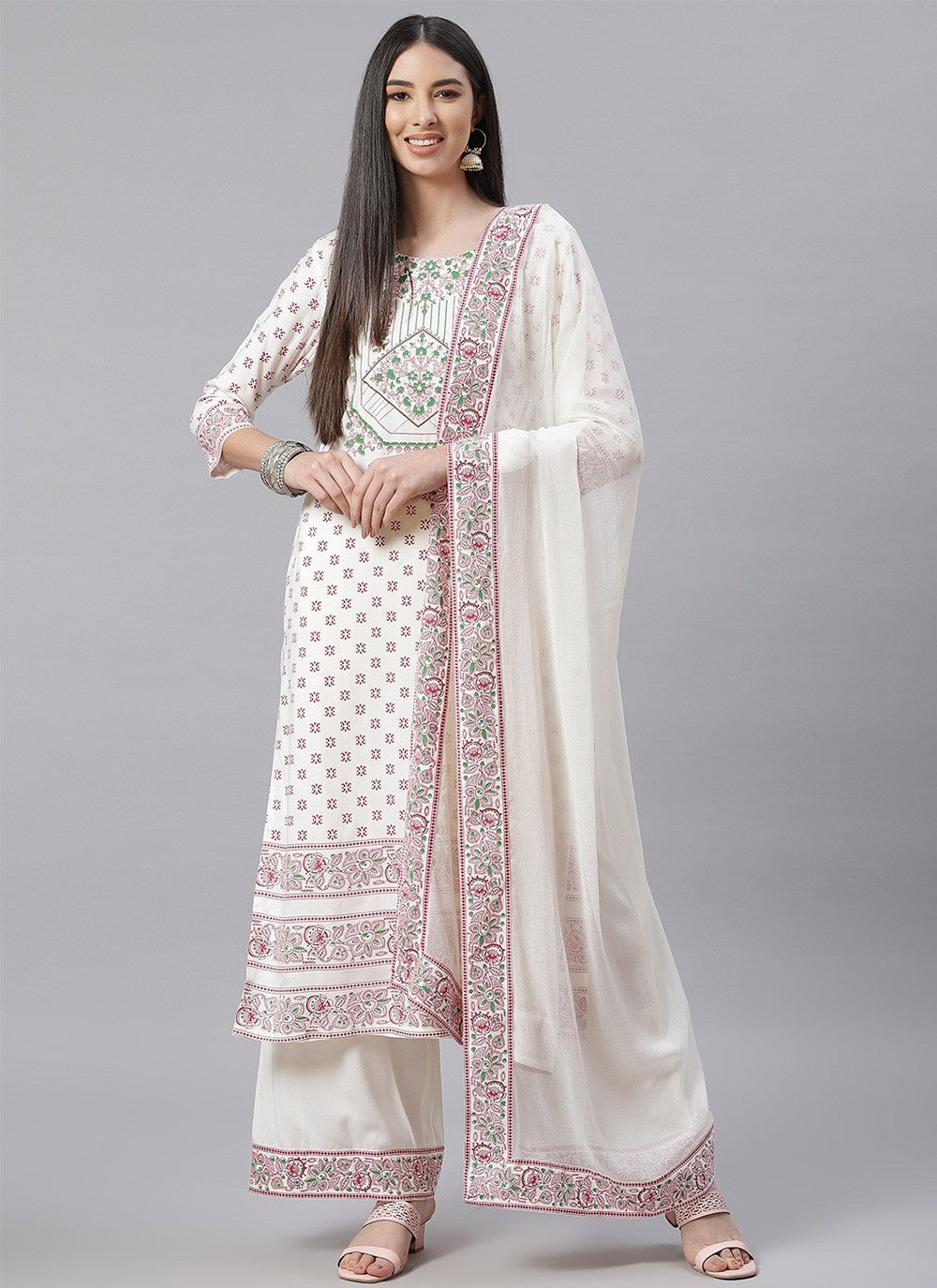 Blended Cotton Palazzo Suit - T609