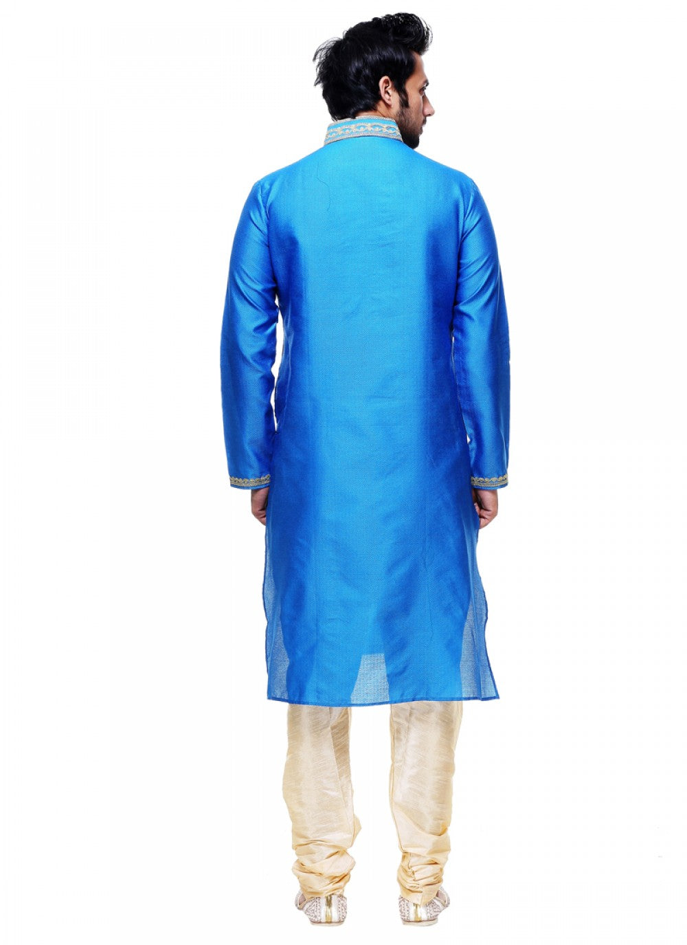 Plain Silk Blue Kurta Pyjama - M1001