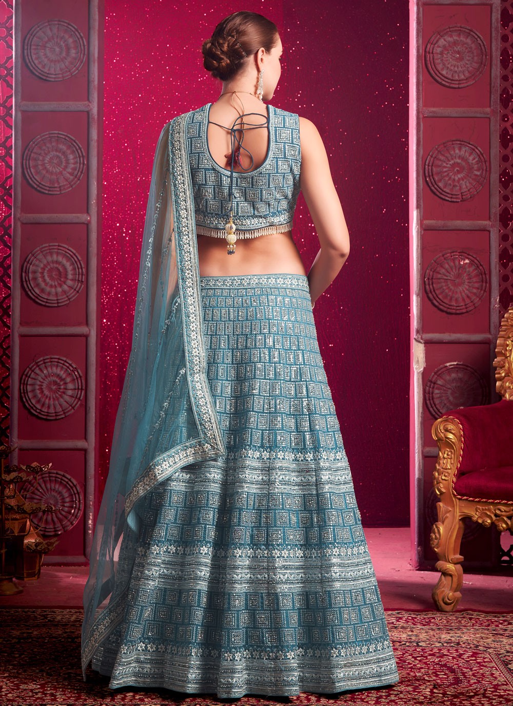 Aari Work Net Readymade Lehenga Choli - L2347