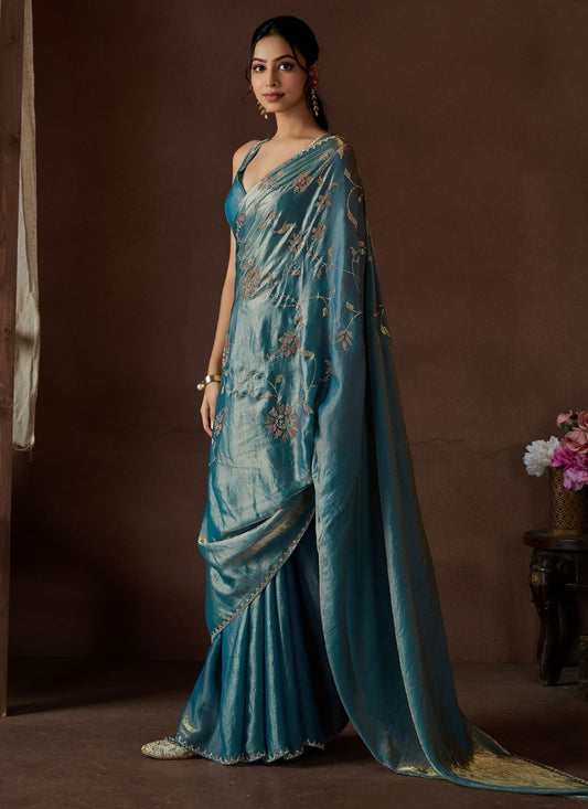 Cutdana, Swarovski Satin Silk Saree - S11858