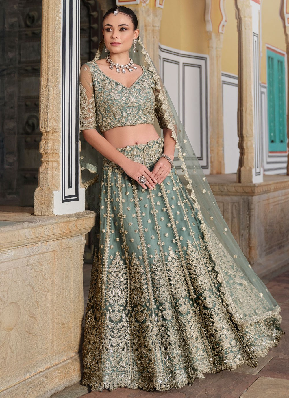 Dimond Net Lehenga - L3186