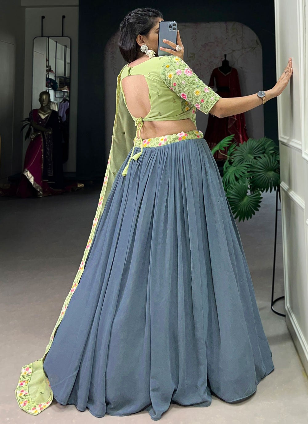 Plain Georgette A - Line Lehenga - L2755