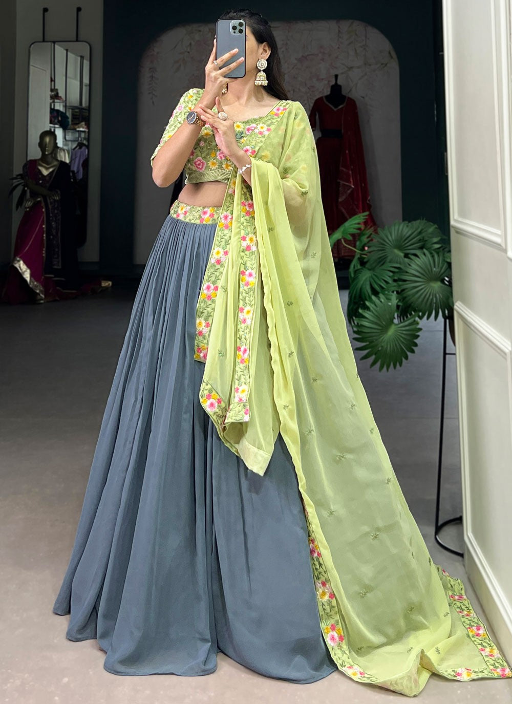 Plain Georgette A - Line Lehenga - L2755