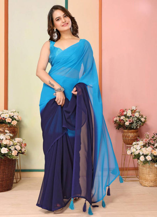 Plain Georgette Trendy Saree - M7965