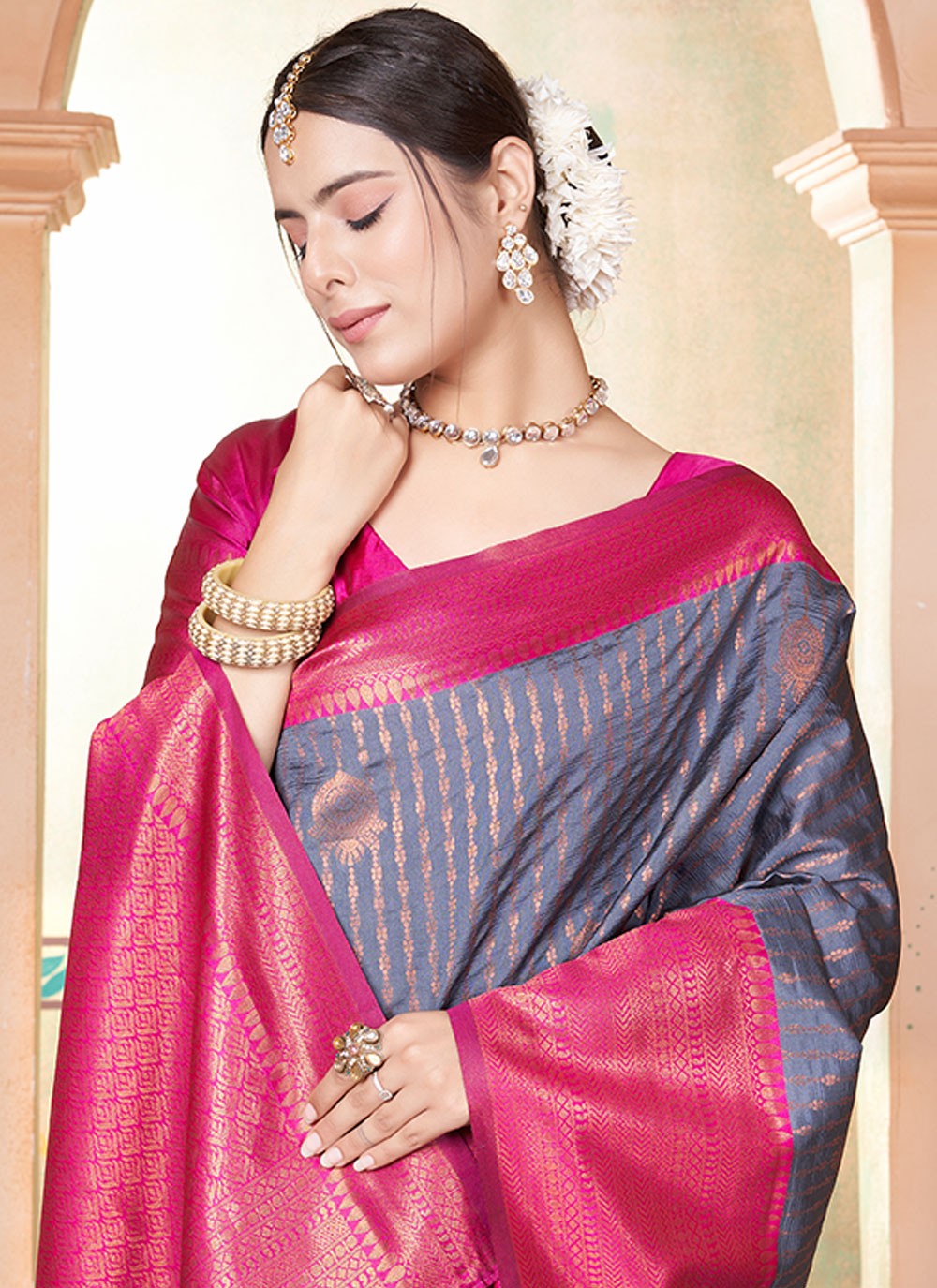 Classic Woven Kanjivaram Silk Saree - S6444